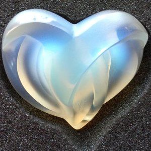 Lalique Opalescent Entwined Heart Paperweight